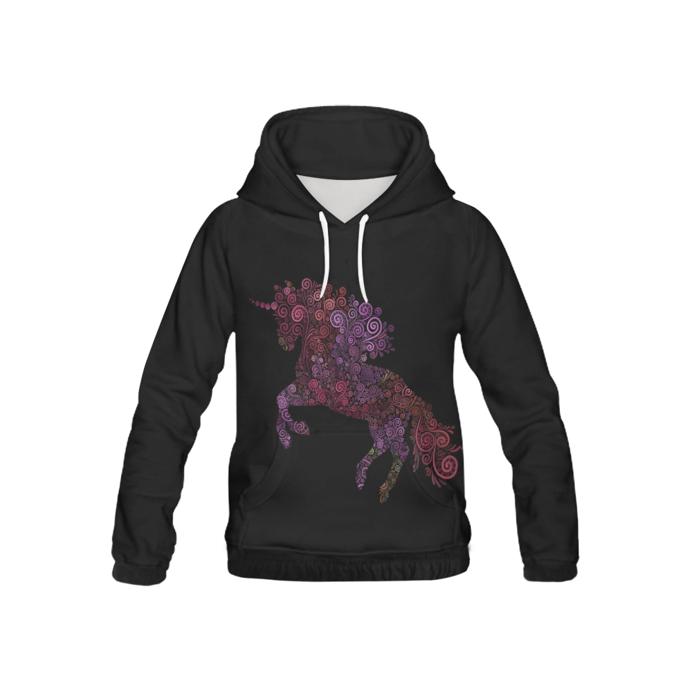 3d Floral Psychedelic Unicorn All Over Print Hoodie for Kid (USA Size) (Model H13)