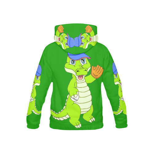 Baseball Gator Green All Over Print Hoodie for Kid (USA Size) (Model H13)