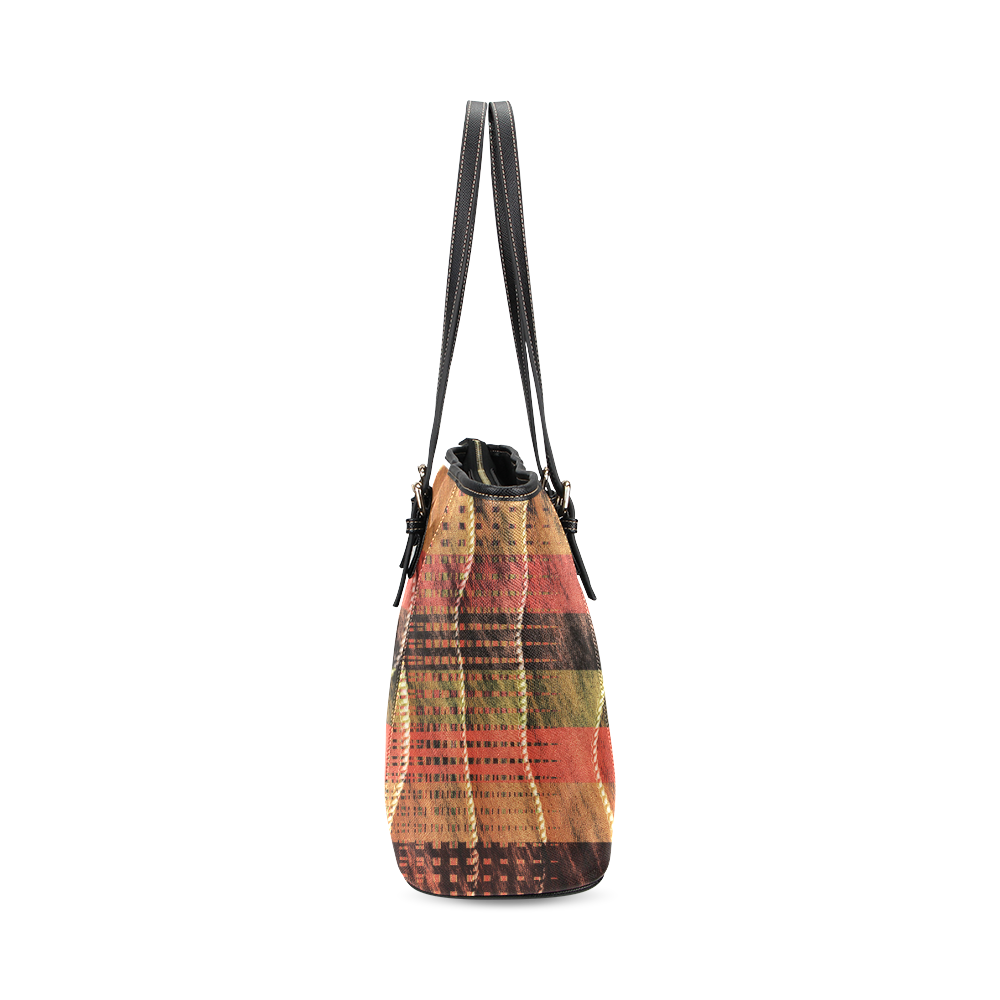 Batik Maharani #6 Vertical - Jera Nour Leather Tote Bag/Small (Model 1640)