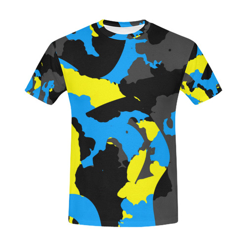 black yellow gray and blue All Over Print T-Shirt for Men (USA Size) (Model T40)
