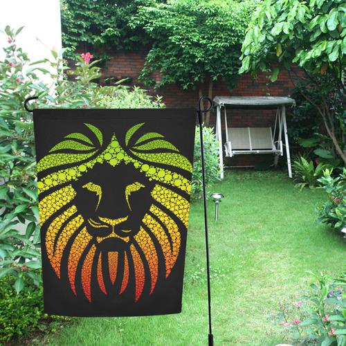 Rastafari Lion Dots green yellow red Garden Flag 12‘’x18‘’（Without Flagpole）
