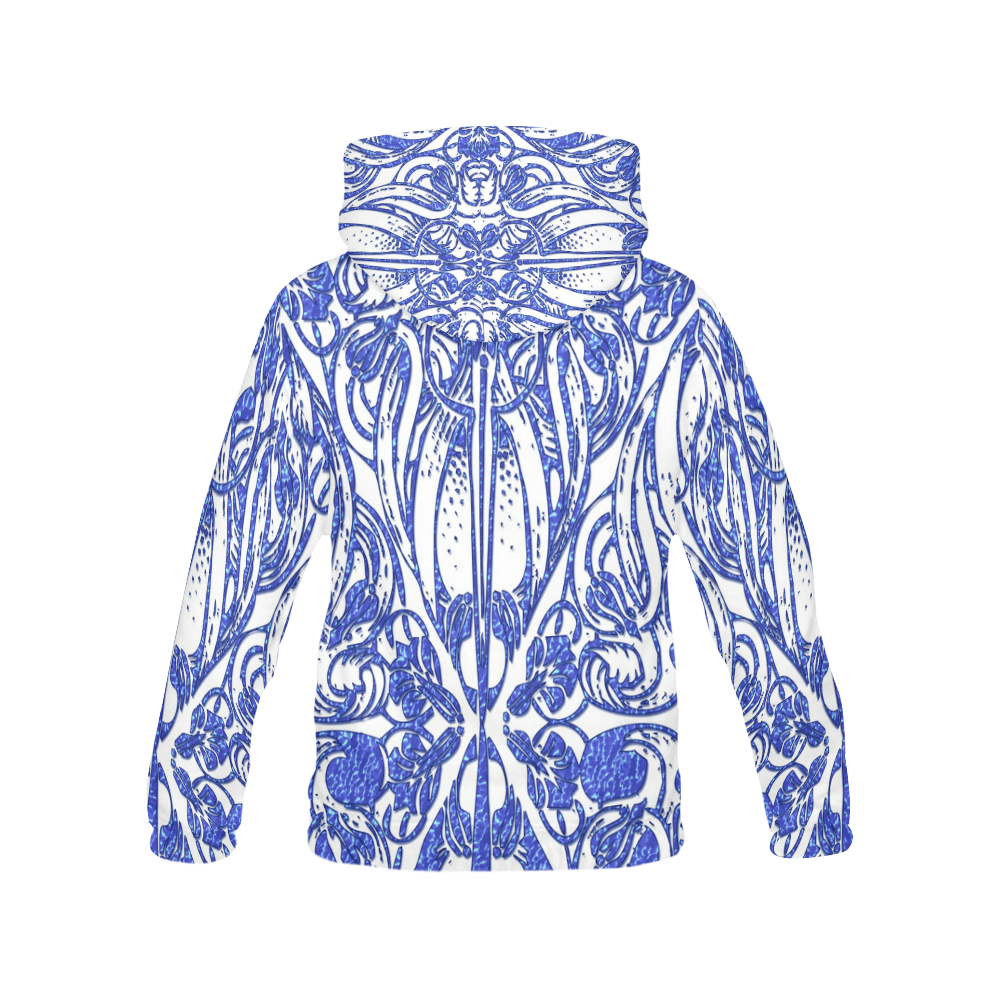Lace Blue All Over Print Hoodie for Men (USA Size) (Model H13)