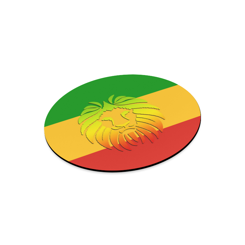 Rastafari Lion Flag green yellow red Round Mousepad