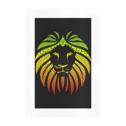 Rastafari Lion Dots green yellow red Art Print 19‘’x28‘’