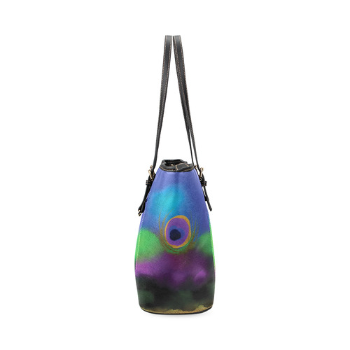 peacock abstract Small Tote Bag Leather Tote Bag/Small (Model 1640)