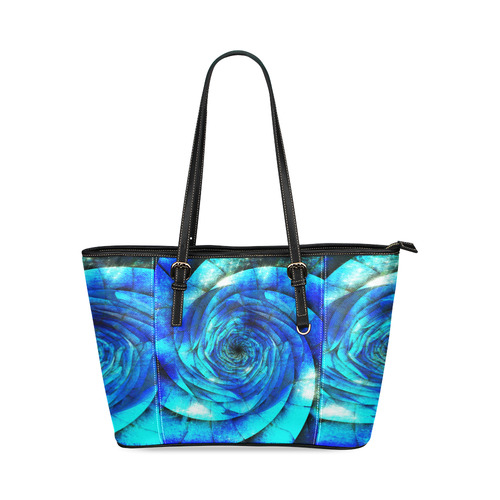 Galaxy Wormhole Spiral 3D - Jera Nour Leather Tote Bag/Small (Model 1640)