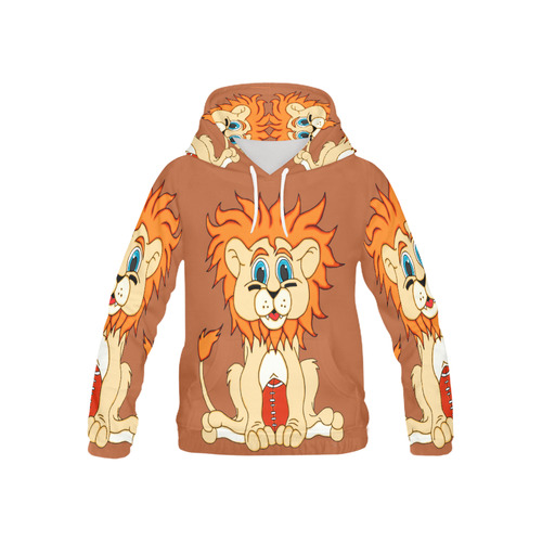 Football Lion Rust All Over Print Hoodie for Kid (USA Size) (Model H13)