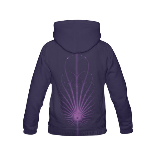 Purple and Indigo Abstract Art Nouveau Feather All Over Print Hoodie for Women (USA Size) (Model H13)