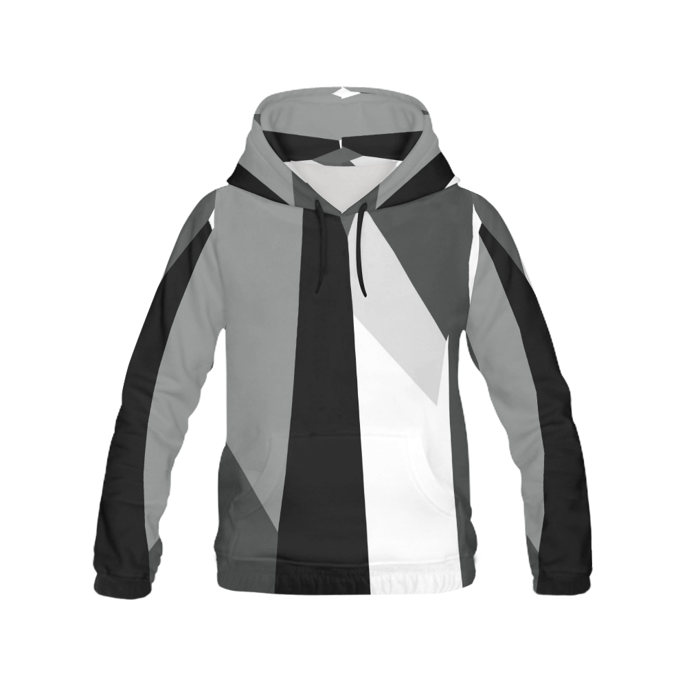black white and gray abstract All Over Print Hoodie for Women (USA Size) (Model H13)