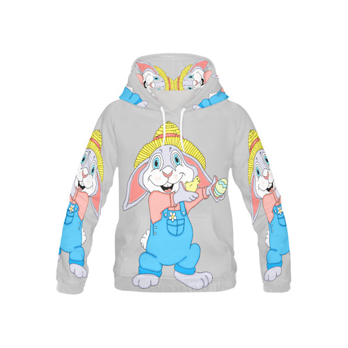 Easter Bunny Boy Light Grey All Over Print Hoodie for Kid (USA Size) (Model H13)