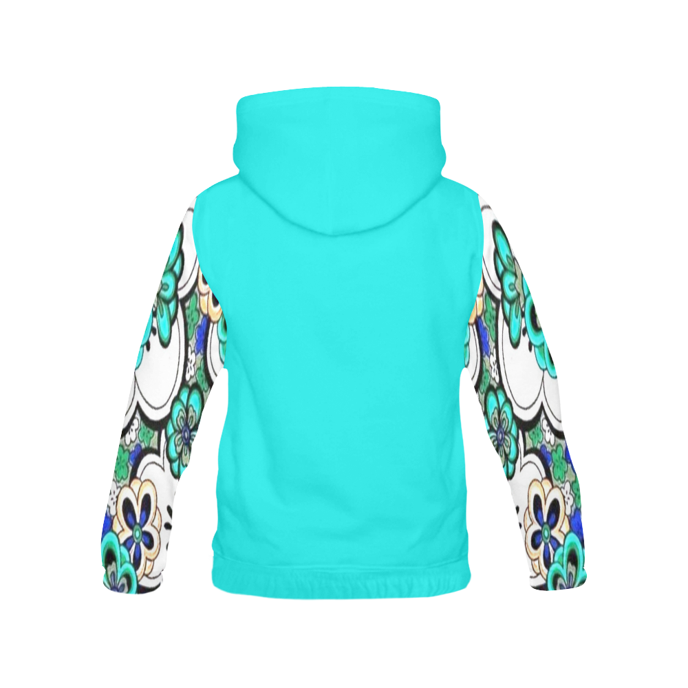 Retro 70s Flowers All Over Print Hoodie for Women (USA Size) (Model H13)