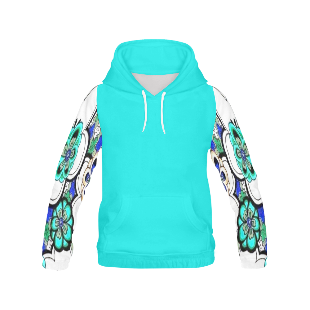 Retro 70s Flowers All Over Print Hoodie for Women (USA Size) (Model H13)