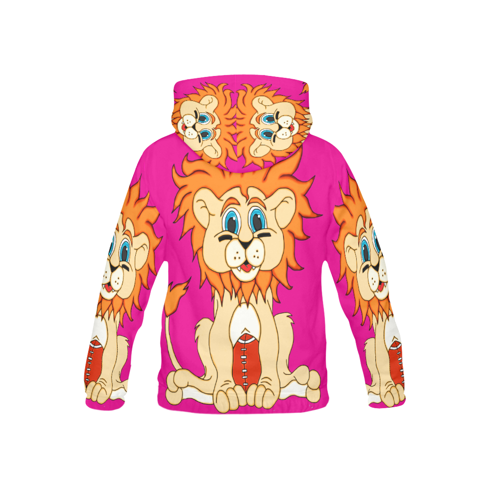Football Lion Pink All Over Print Hoodie for Kid (USA Size) (Model H13)