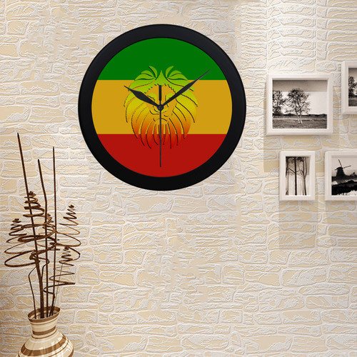 Rastafari Lion Flag green yellow red Circular Plastic Wall clock