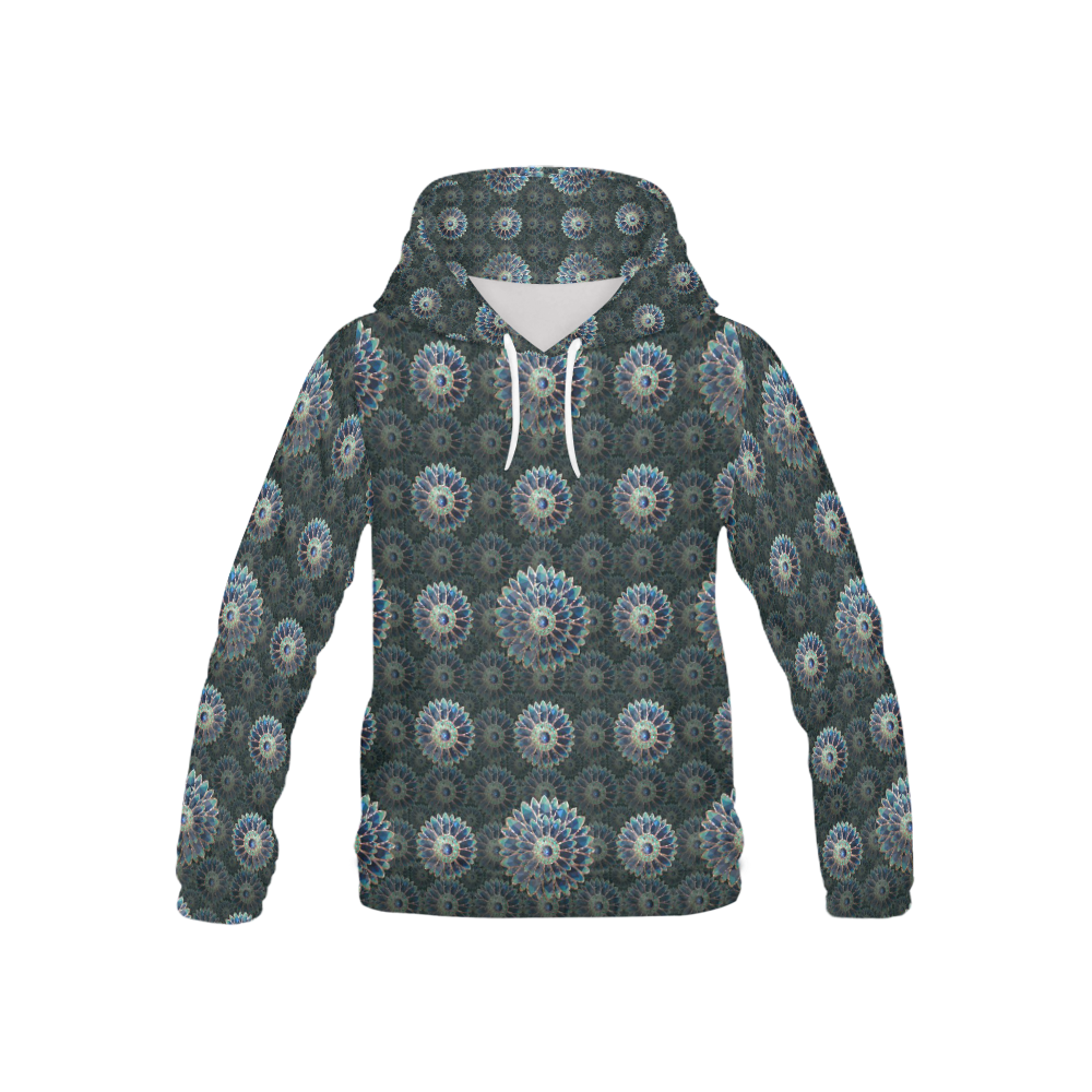 Blue mosaic flower All Over Print Hoodie for Kid (USA Size) (Model H13)