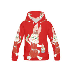 Easter Bunny Girl Red All Over Print Hoodie for Kid (USA Size) (Model H13)