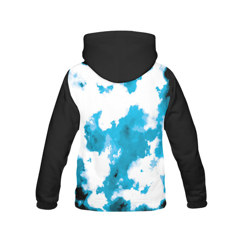 blue black and white watercolor All Over Print Hoodie for Women (USA Size) (Model H13)