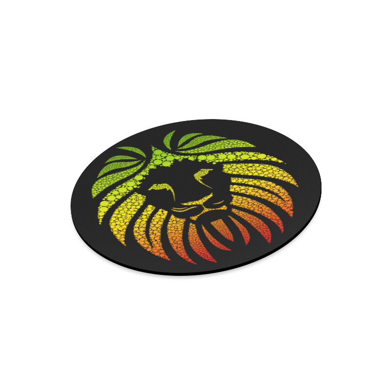 Rastafari Lion Dots green yellow red Round Mousepad