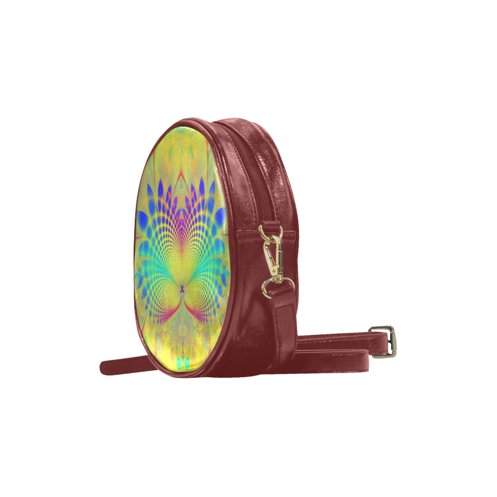 Summers Tropical Awakening Fractal Abstract Round Sling Bag (Model 1647)
