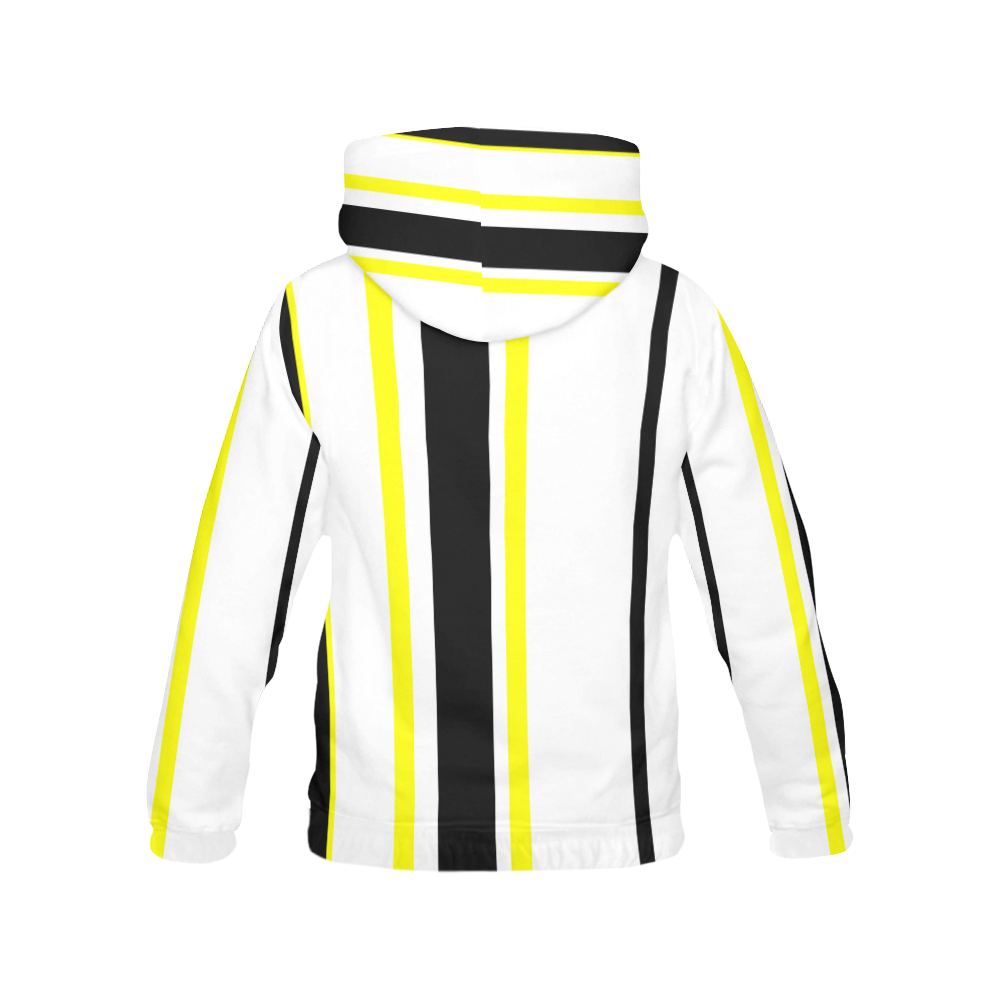 black white and yellow stripe abstract All Over Print Hoodie for Women (USA Size) (Model H13)