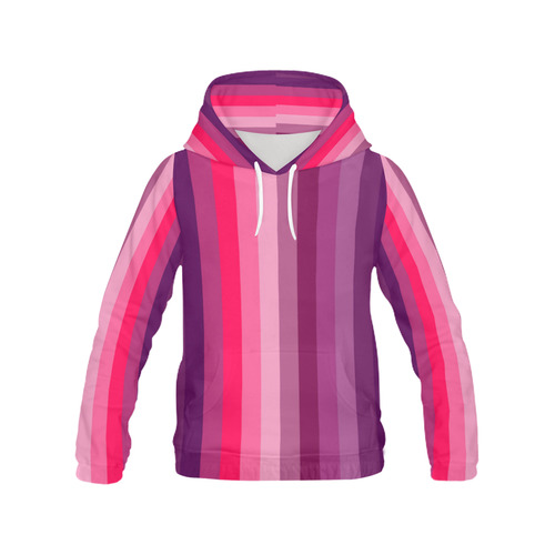 pink and purple stripes All Over Print Hoodie for Women (USA Size) (Model H13)