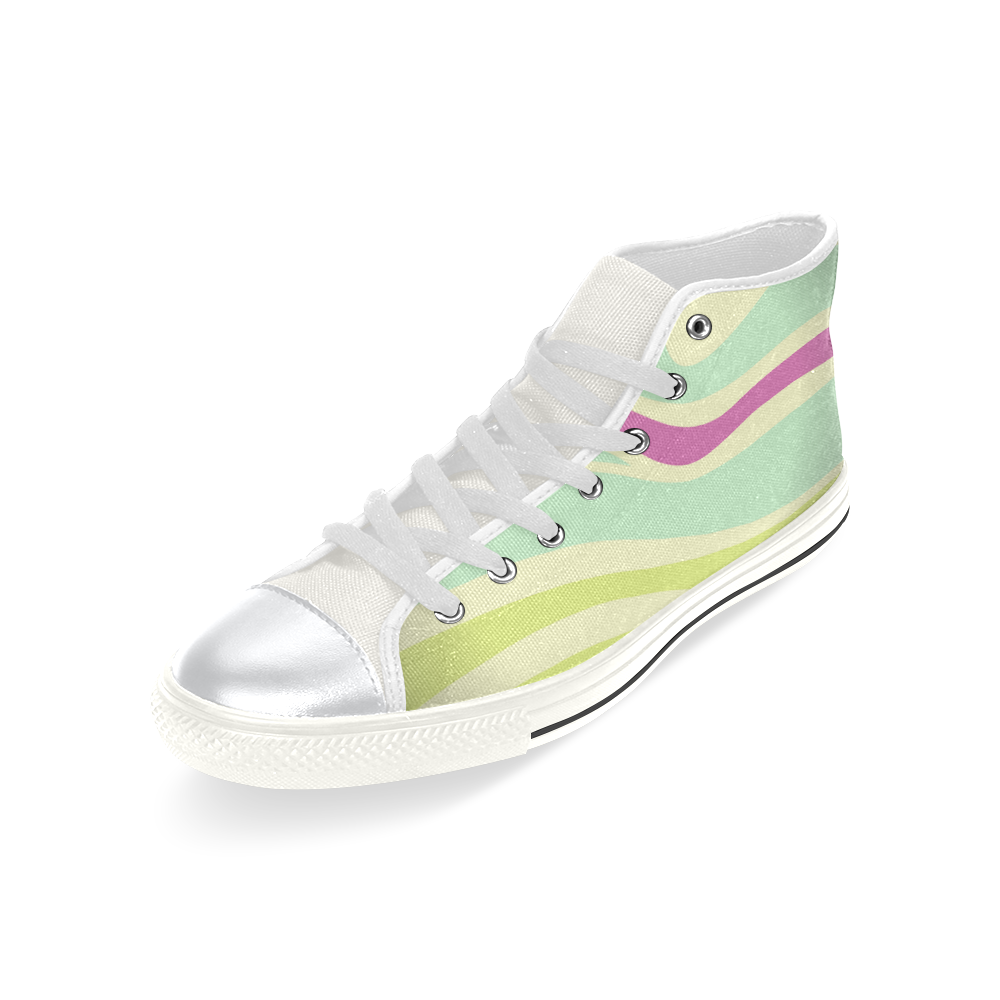 Designers RAINBOW vintage art Shoes High Top Canvas Shoes for Kid (Model 017)