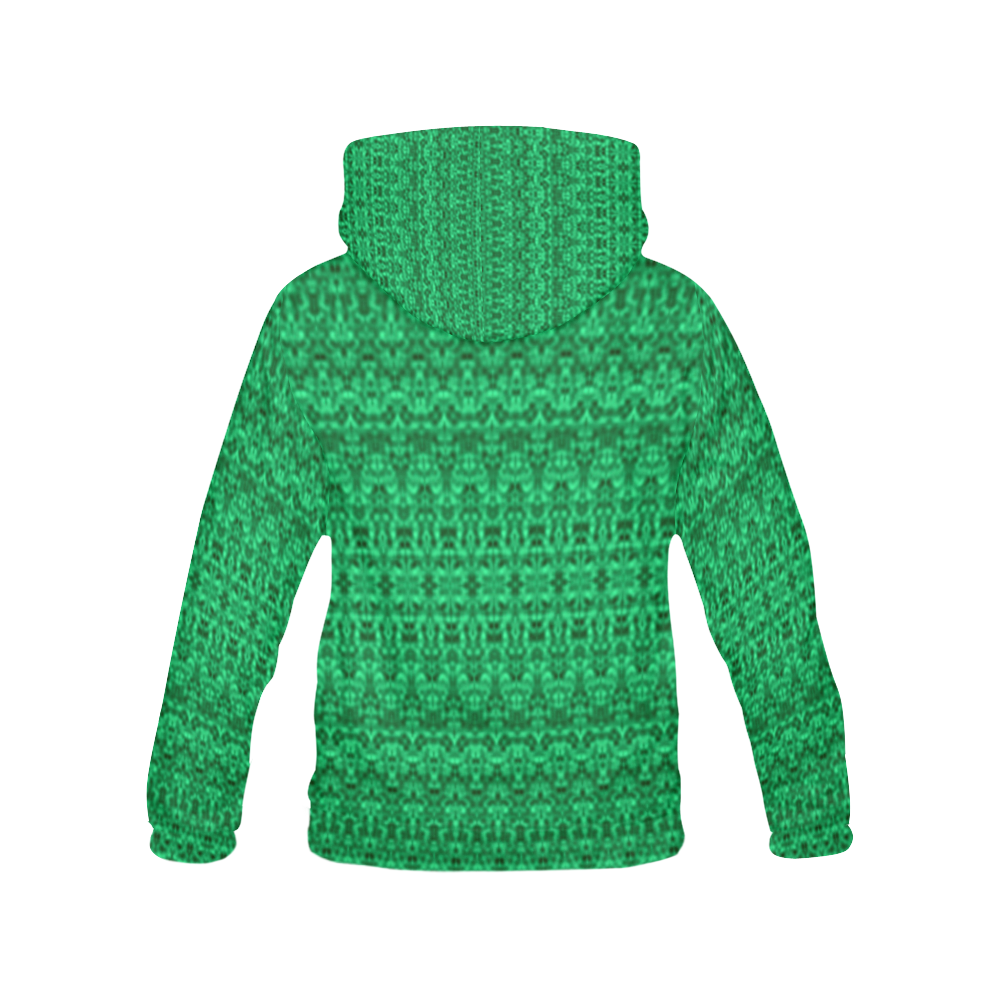 Abstract Green Damask Pattern All Over Print Hoodie for Women (USA Size) (Model H13)