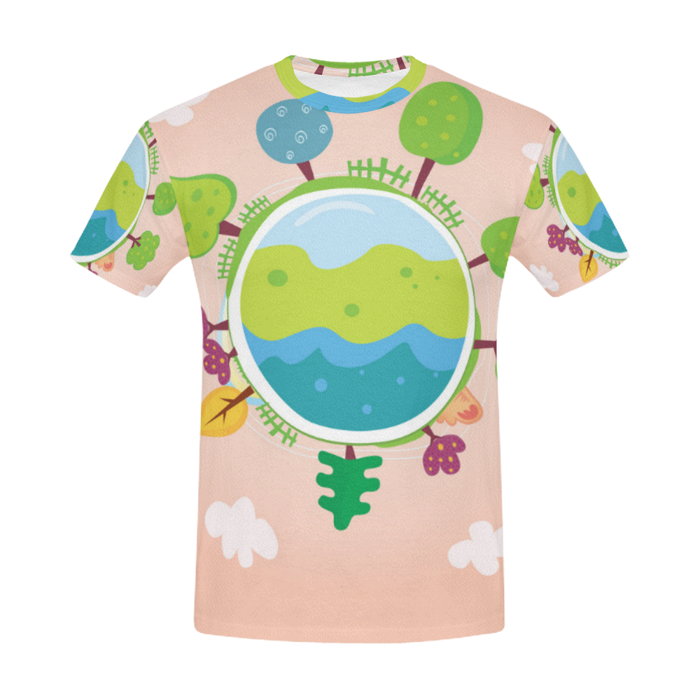 MENS TSHIRT ALL OVER PRINT : Nature earth All Over Print T-Shirt for Men (USA Size) (Model T40)