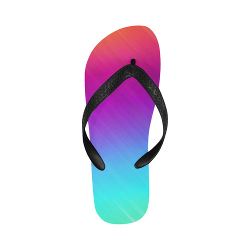 Neon Rainbow Rays Of Light Flip Flops for Men/Women (Model 040)