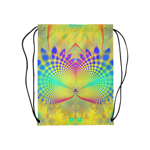 Summers Tropical Awakening Fractal Abstract Medium Drawstring Bag Model 1604 (Twin Sides) 13.8"(W) * 18.1"(H)