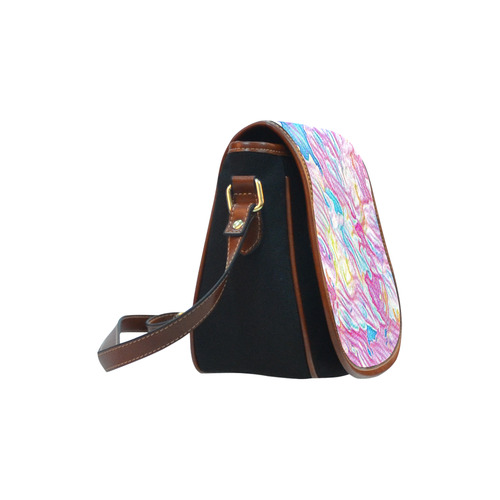 Flower Colors Abtract Saddle Bag/Small (Model 1649)(Flap Customization)