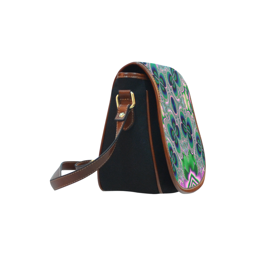 Butterflies Dancing Fractal Abstract Saddle Bag/Small (Model 1649)(Flap Customization)