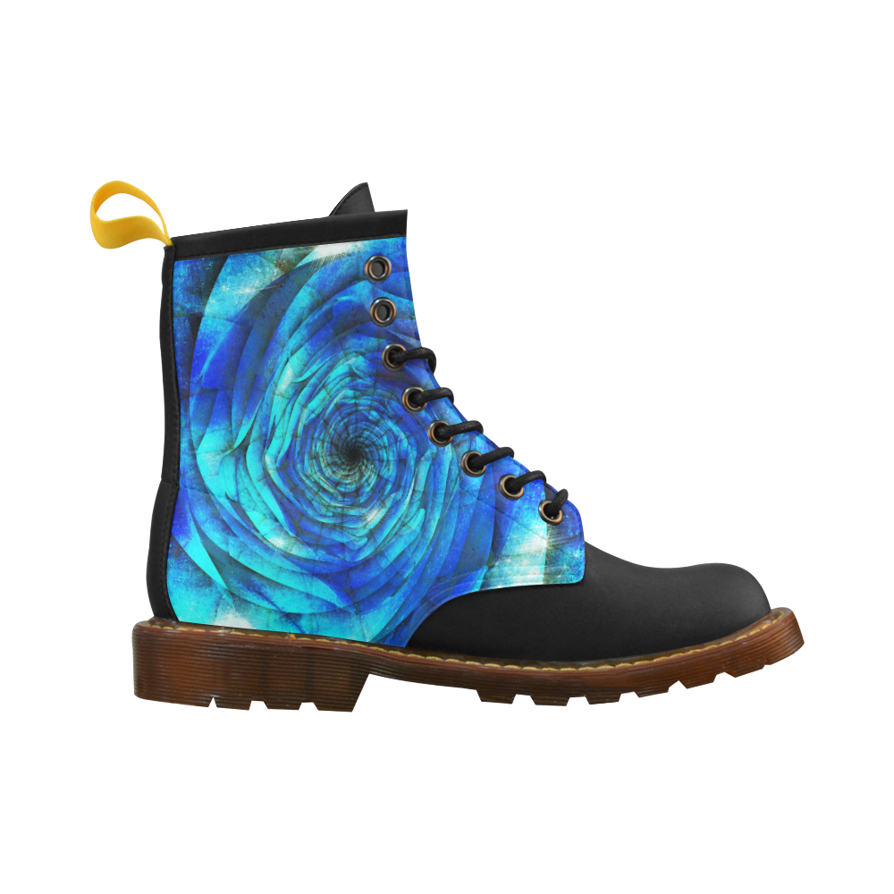 Galaxy Wormhole Spiral 3D - Jera Nour High Grade PU Leather Martin Boots For Men Model 402H
