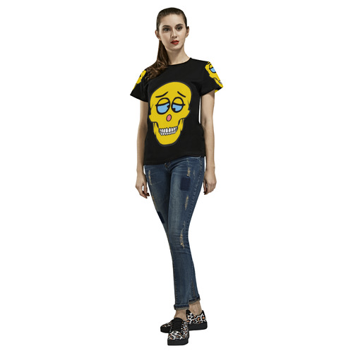 Skully Crazy by Popart Lover All Over Print T-Shirt for Women (USA Size) (Model T40)