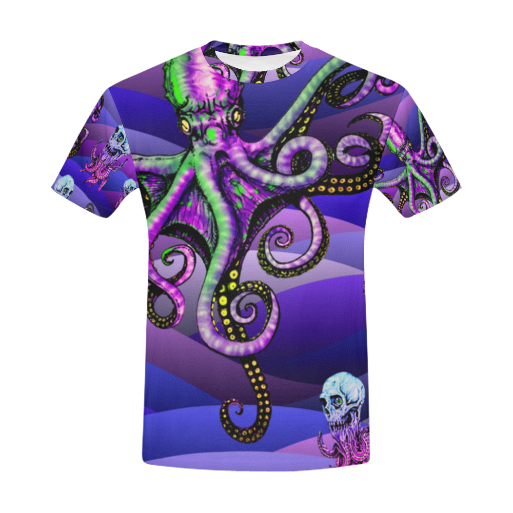 octopus Kraken water creepy ocean marine life All Over Print T-Shirt for Men (USA Size) (Model T40)