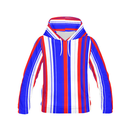 red white blue stripes All Over Print Hoodie for Women (USA Size) (Model H13)