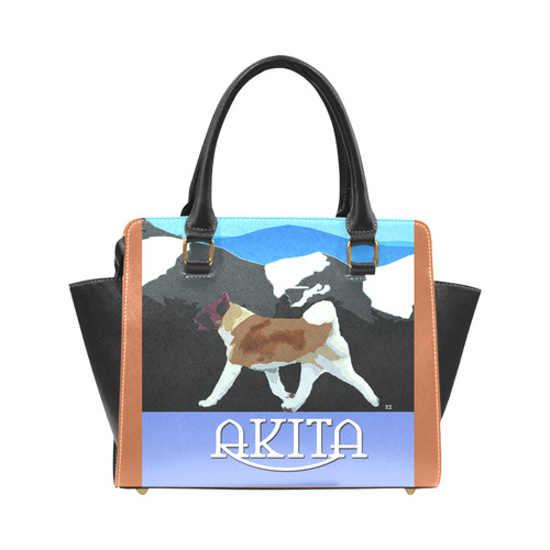 Akita Rockin the Rockies black Rivet Shoulder Handbag (Model 1645)