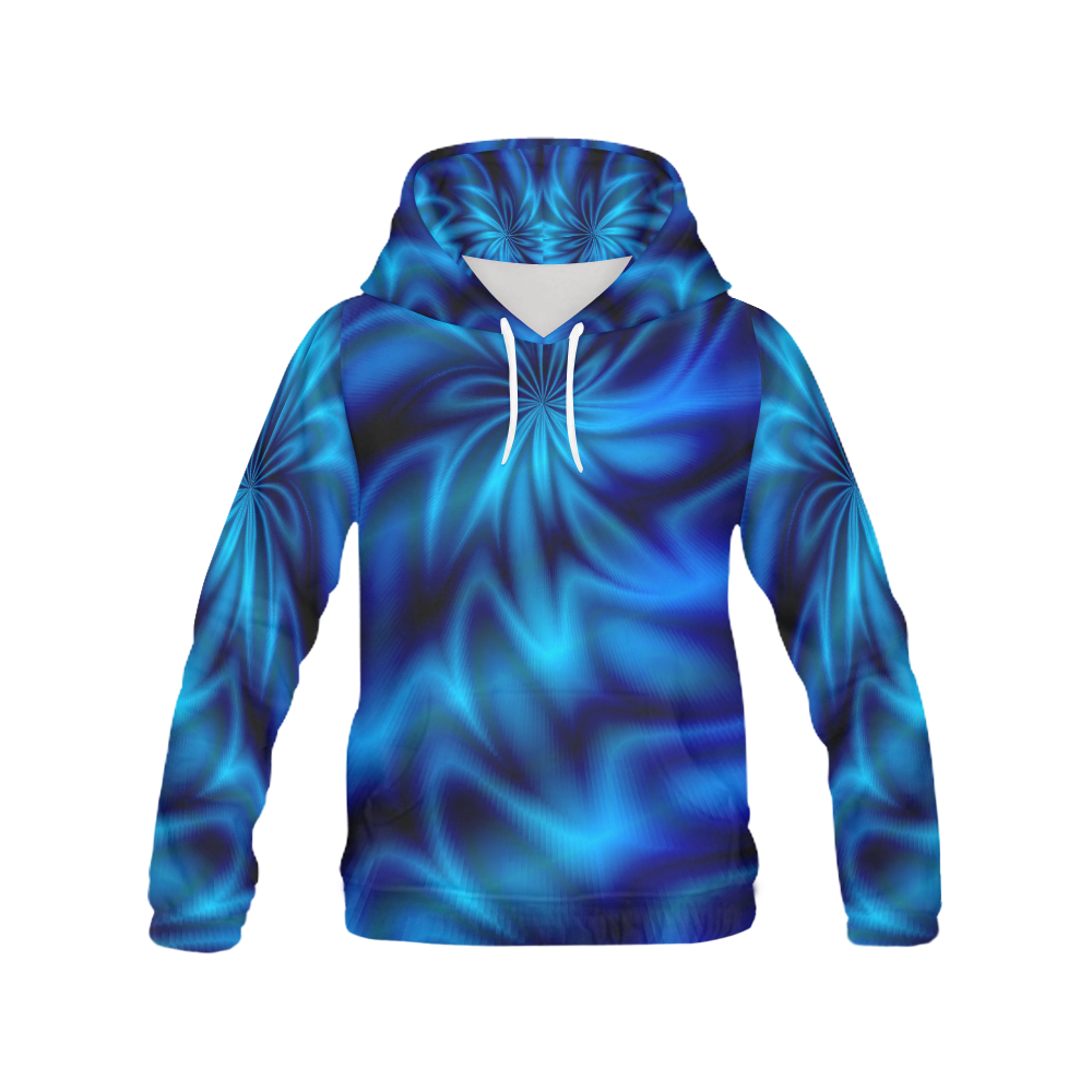 Blue Shiny Swirl All Over Print Hoodie for Men (USA Size) (Model H13)