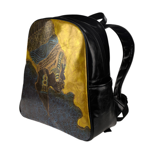 African Queen Sillouette 2 Multi-Pockets Backpack (Model 1636)