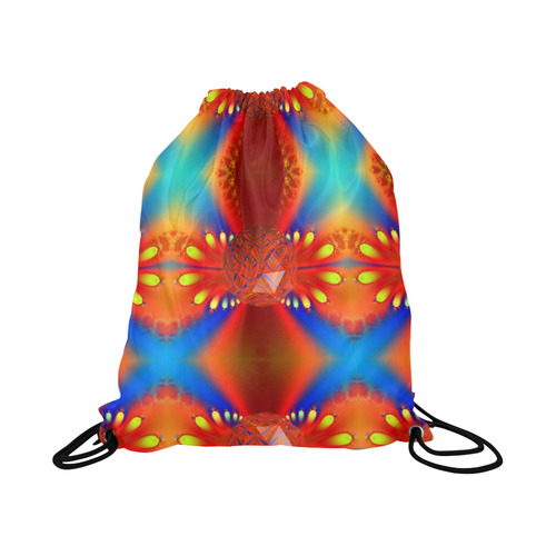 Hot Summer Night Sunset at the Beach Fractal Large Drawstring Bag Model 1604 (Twin Sides)  16.5"(W) * 19.3"(H)