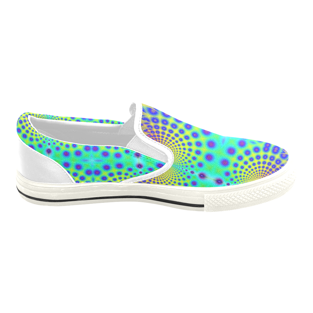 Ocean Shells and Purple Bubbles Fractal Abstract Slip-on Canvas Shoes for Kid (Model 019)
