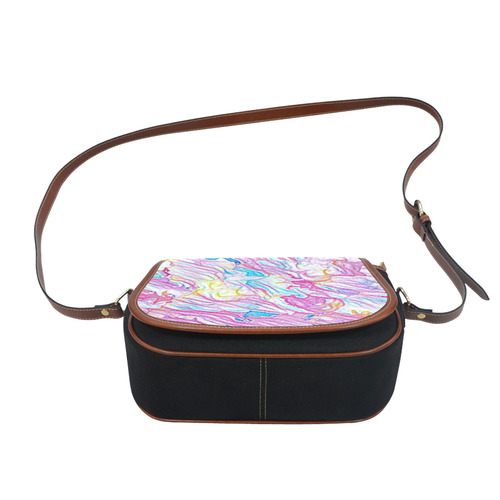 Flower Colors Abtract Saddle Bag/Small (Model 1649)(Flap Customization)