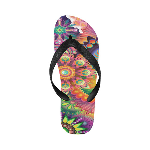 Flowering Fractal Neon Whimsy Flip Flops for Men/Women (Model 040)