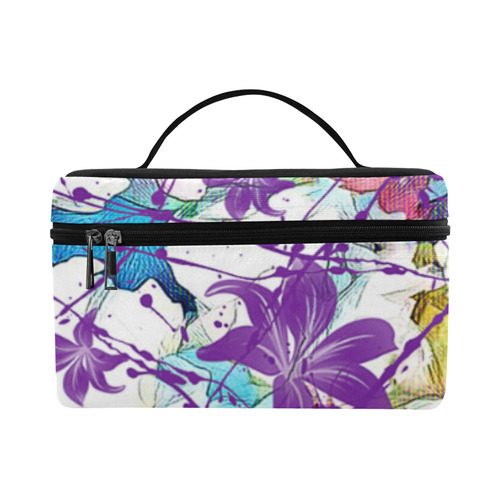 Lilac Lillis Abtract Splash Cosmetic Bag/Large (Model 1658)