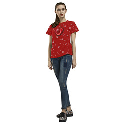 Valentine Heart All Over Print T-Shirt for Women (USA Size) (Model T40)