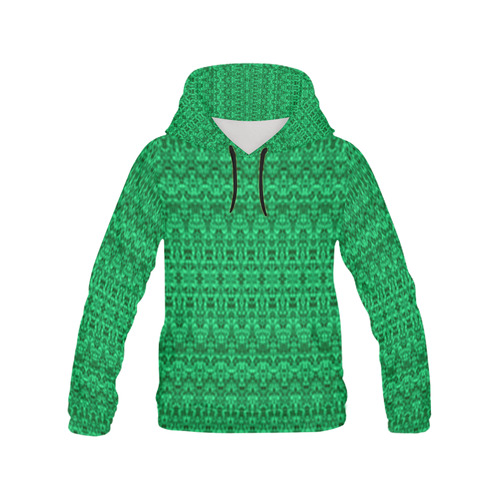 Abstract Green Damask Pattern All Over Print Hoodie for Women (USA Size) (Model H13)