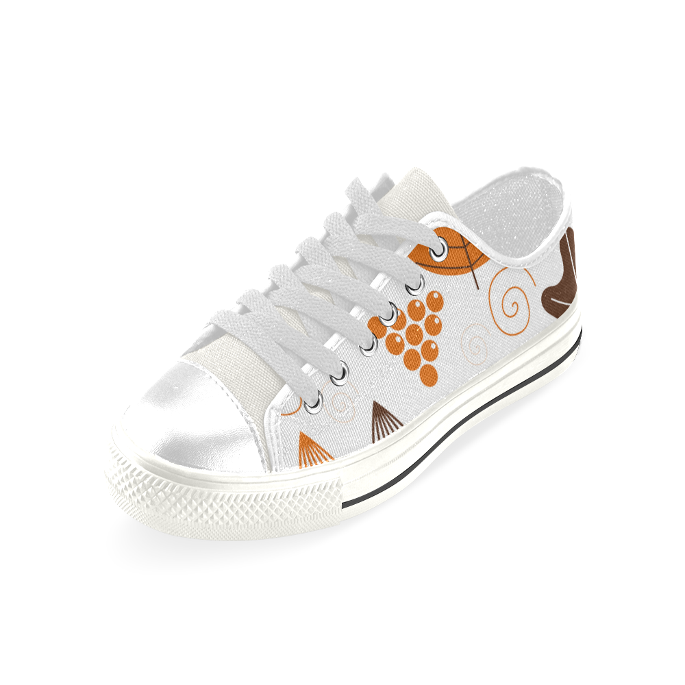 Designers original vintage Kids shoes with Leaves Low Top Canvas Shoes for Kid (Model 018)
