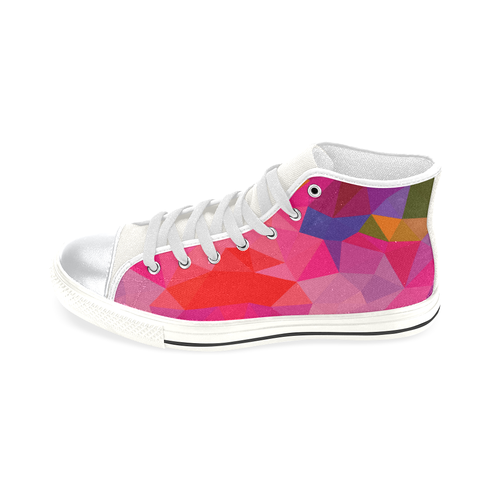 DESIGNERS Geometric shoes / blue, pink High Top Canvas Shoes for Kid (Model 017)