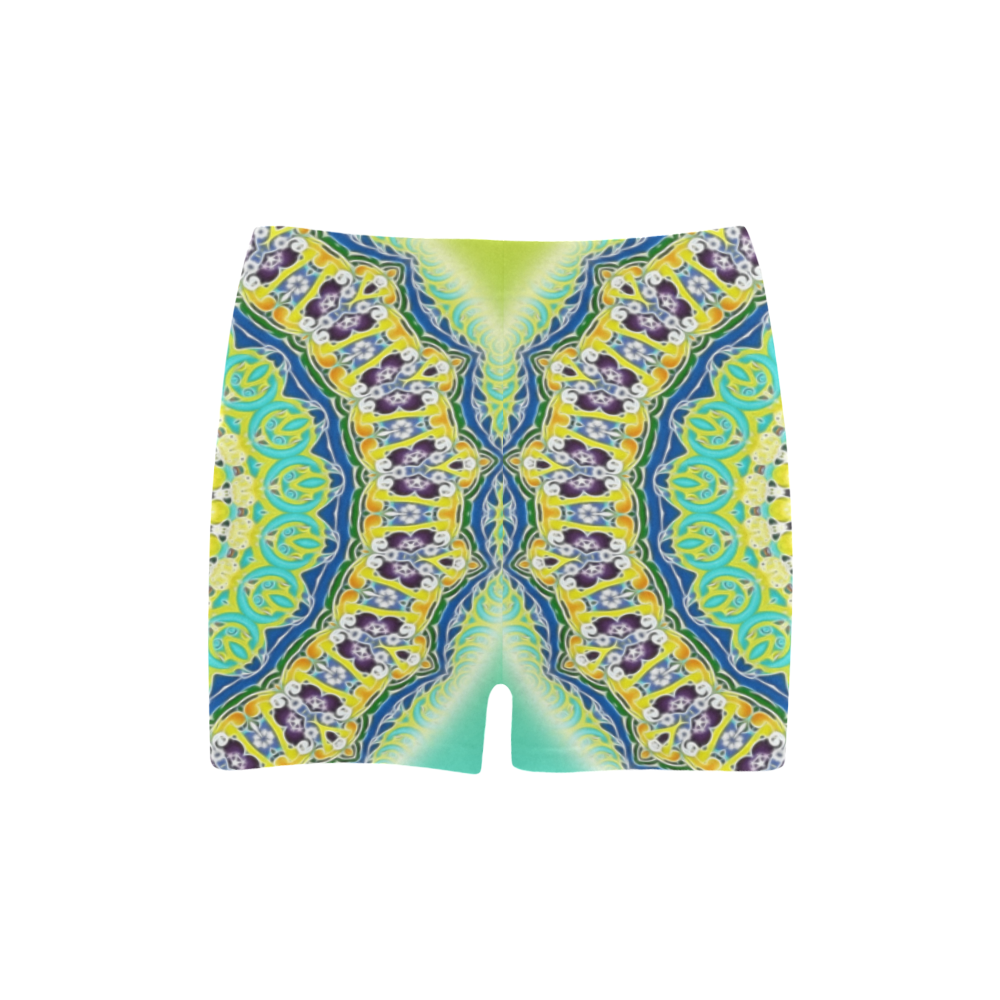 Power Mandala - Blue Green Yellow Lilac Briseis Skinny Shorts (Model L04)
