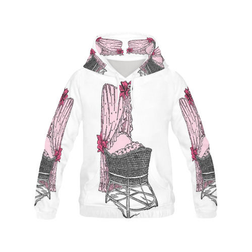 Pink Baby Bassinet All Over Print Hoodie for Women (USA Size) (Model H13)